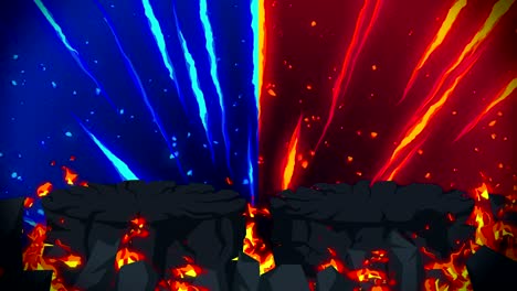 animación de fuego de dibujos animados. fondo de bucle de llama. competencia. juego de batalla.