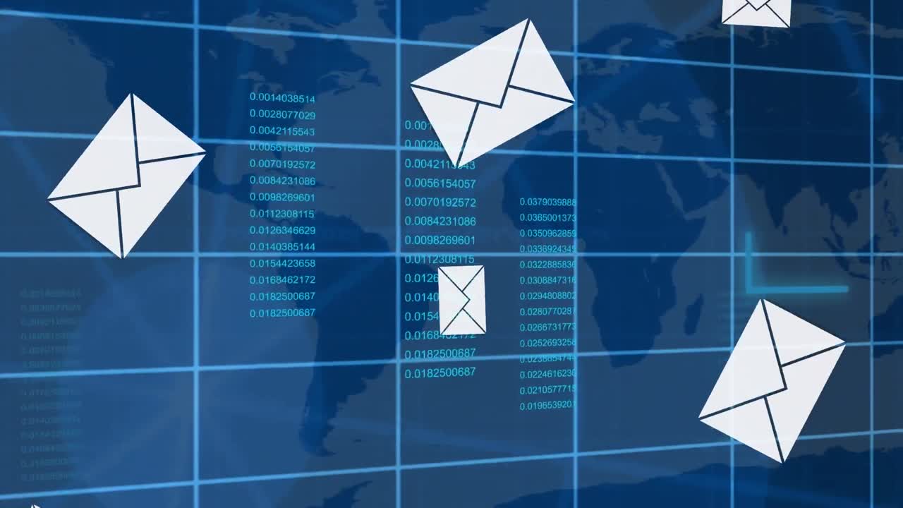 animación de iconos de redes sociales a través de una red de conexiones con estadísticas