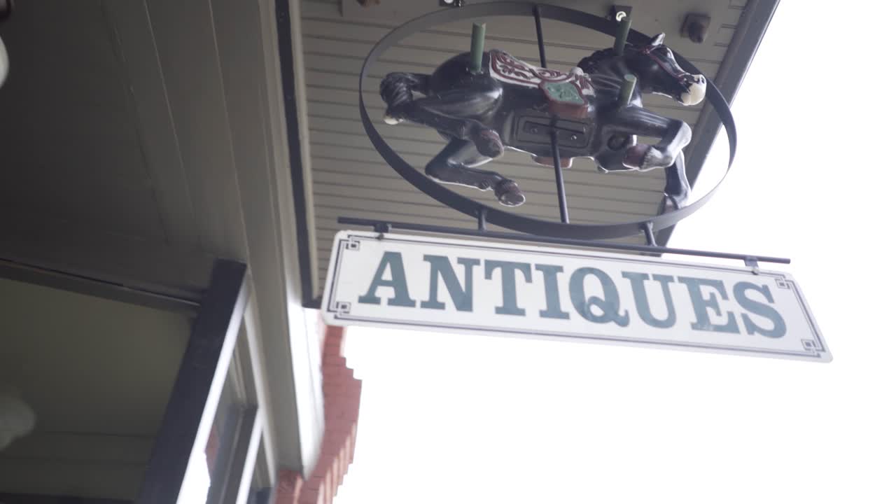 Antiques storefront sign