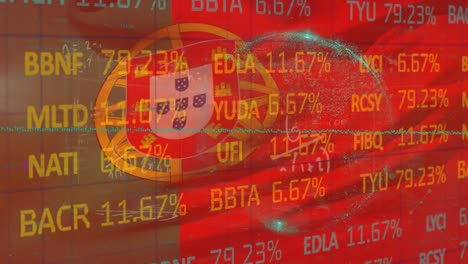 Stock-market-data-processing-against-Portugal-national-flag