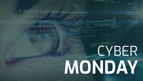 Cyber-Monday-text-against-eye-and-digital-screen-4k