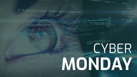 cyber monday text against eye and digital screen 4k