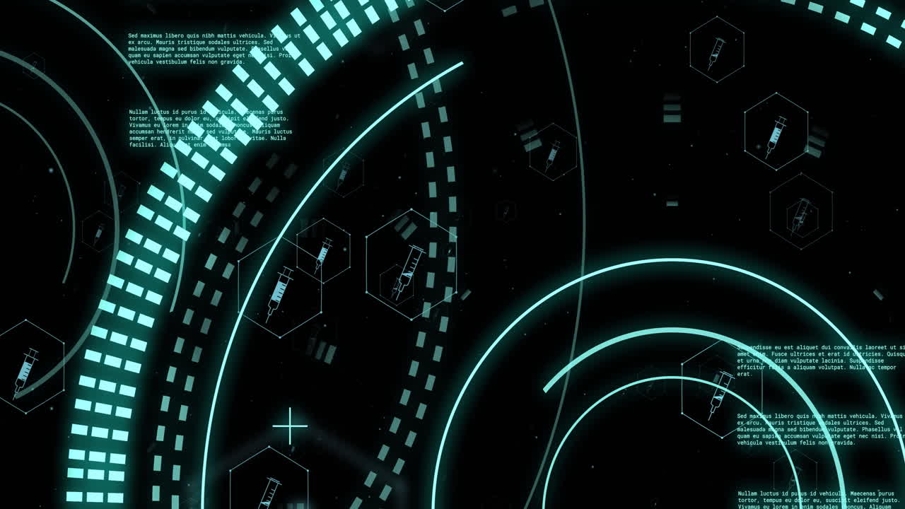 Animation of scopes with data processing over black background