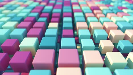 a colorful grid of three-dimensional moving cubes. seamless loop 3d render