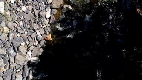 A-smooth-flight-over-a-flowing-river-surrounded-by-rough-rocks