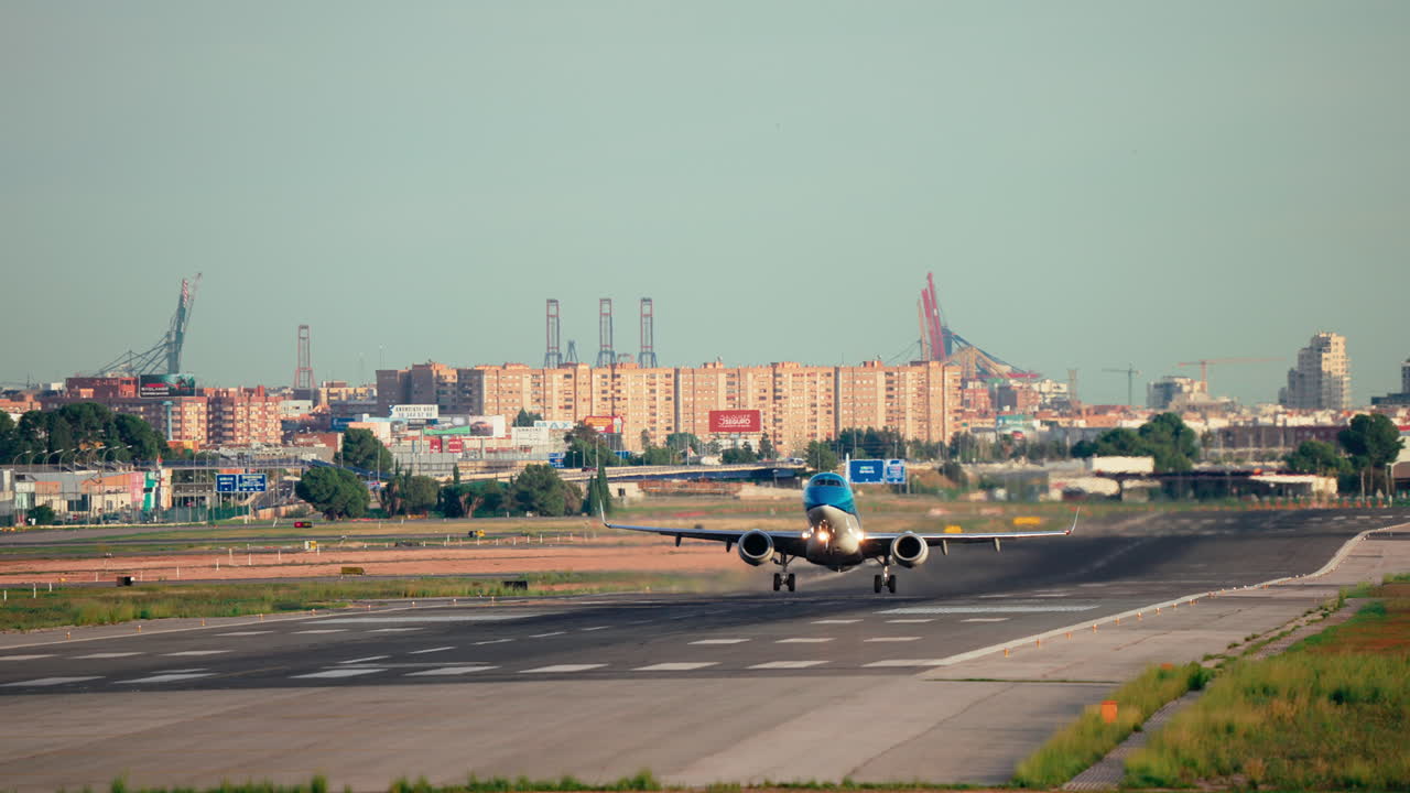 Airplane Landing at Airport Runway