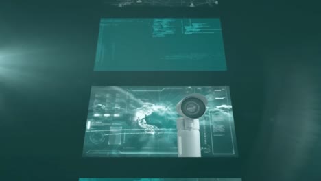 Animation of data processing over gray background
