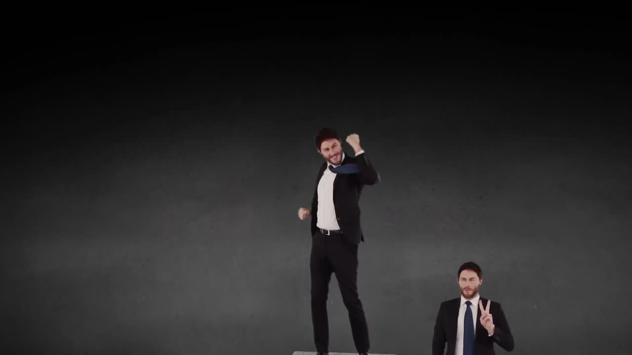 포디움 에 있는 사업가 의 복합 영상