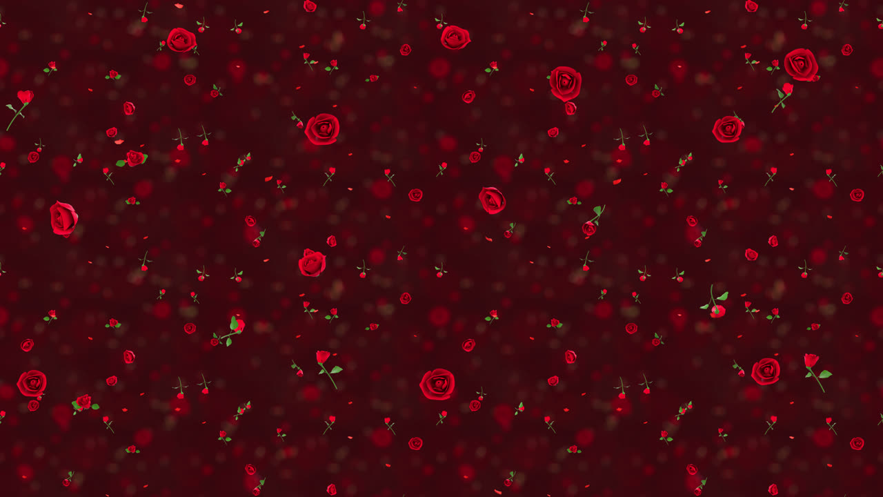 발렌타인 로즈 루프 타일 떨어지는 배경