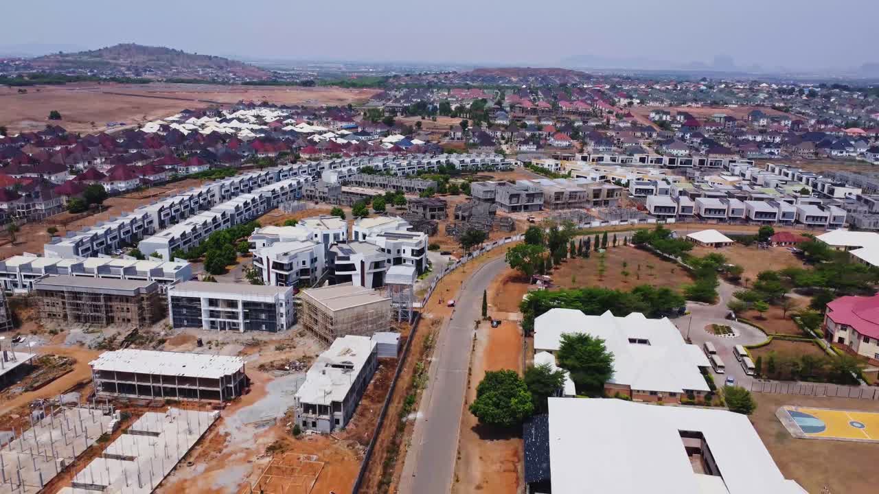 Jib down of a luxury neighborhood being expanded at the Godab Estate in Abuja, Nigeria