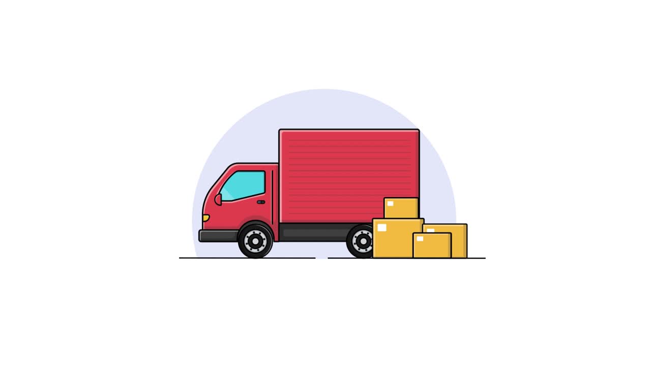 Animated Delivery Truck Loading Boxes and Driving Away