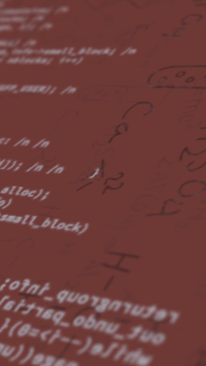 Animation of scientific data processing over chemical icons on red background