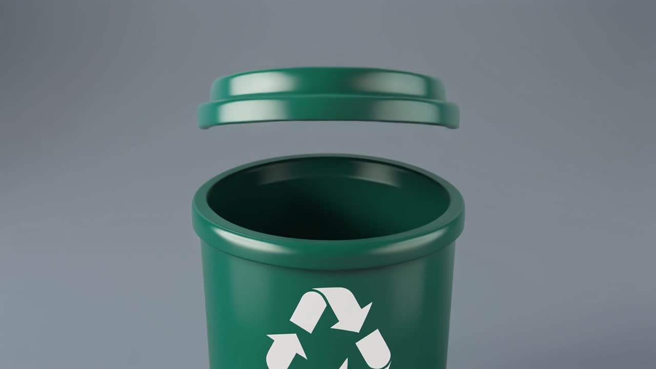 Green Recycling Bin Lid Lifts Off