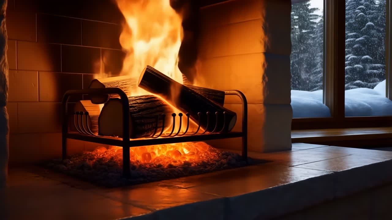 Cozy Fireplace in Winter