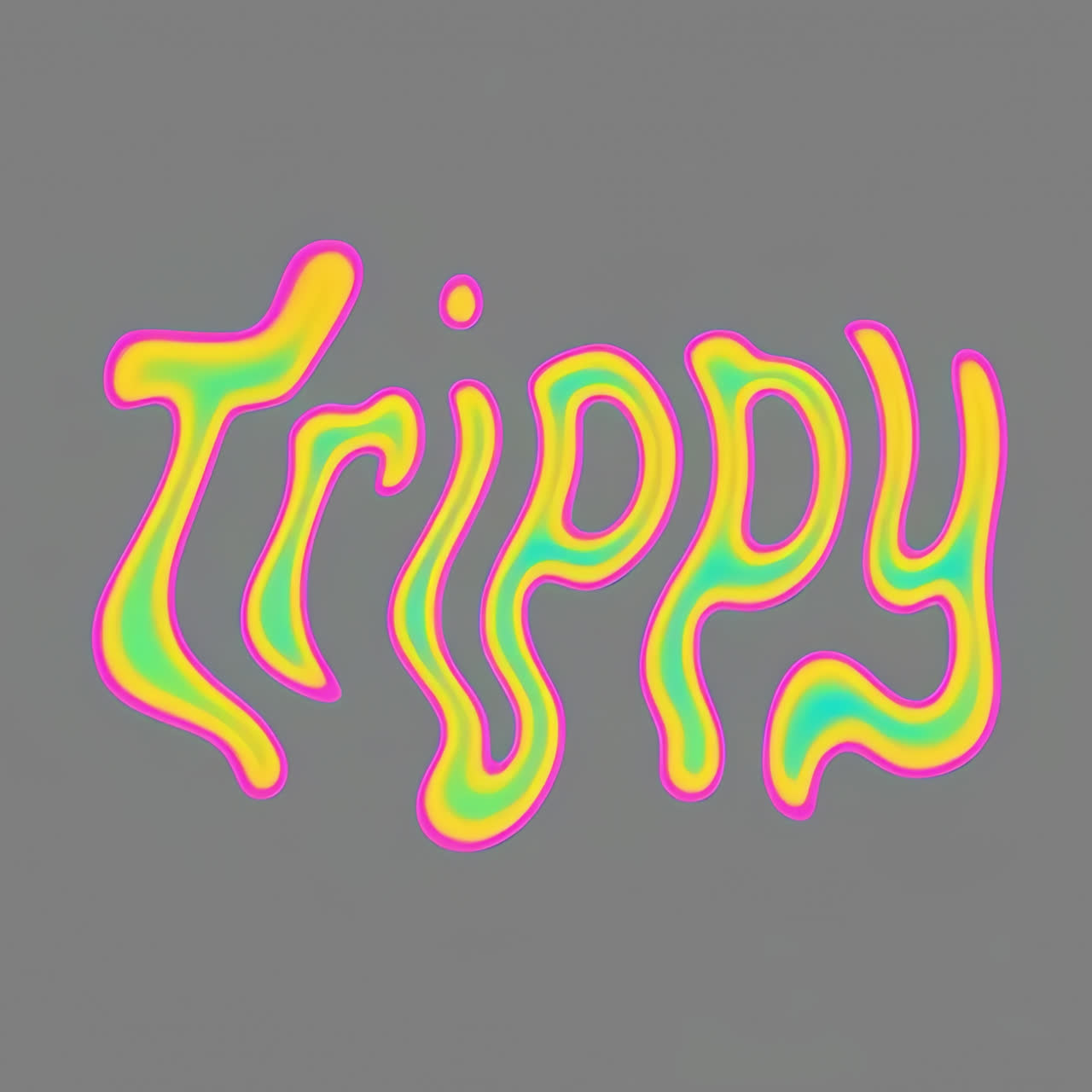 Psychedelic colorful wavy text design animation isolated asset, transparent 4K video, alpha channel