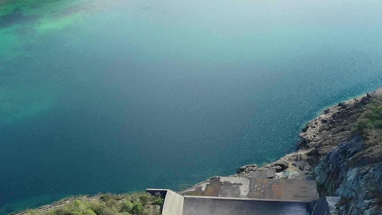View of Colbun Lake and dam in Chile from a high angle
