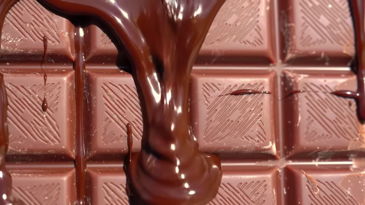 Rich and Creamy Chocolate Melting Over a Bar, Showcasing the Luxurious Texture and Delectable Flavor of Fine Confectionery Indulgence