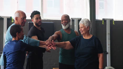 senior fitness group celebrating success