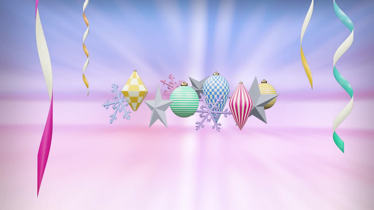 파티 스프리머와 크리스마스 장식의 애니메이션