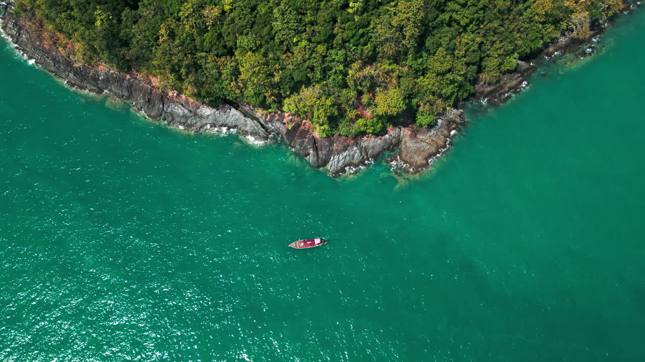 Tropical Island Coastline with Boat