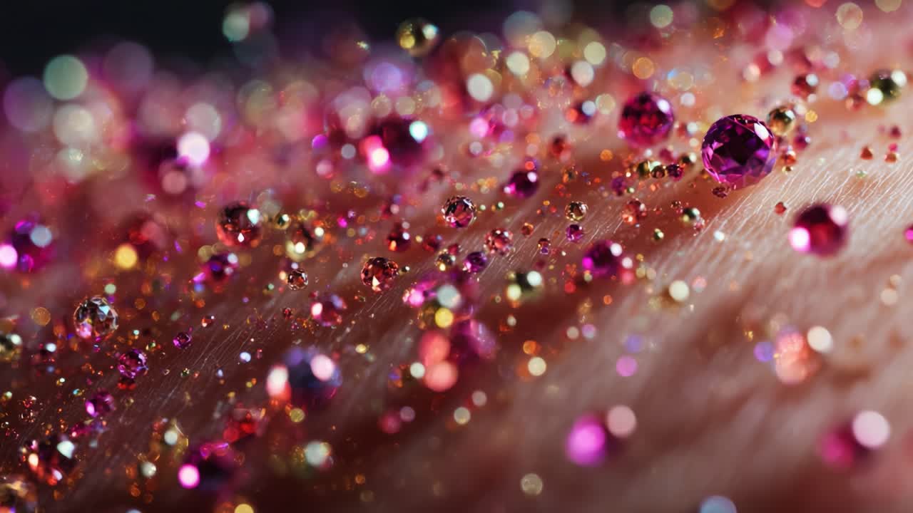 A Stunning Close-Up of Shimmering Gemstones: An Artistic Macro Shot Highlighting the Intricate Details and Vibrant Colors of Sparkling Crystals on a Soft Surface