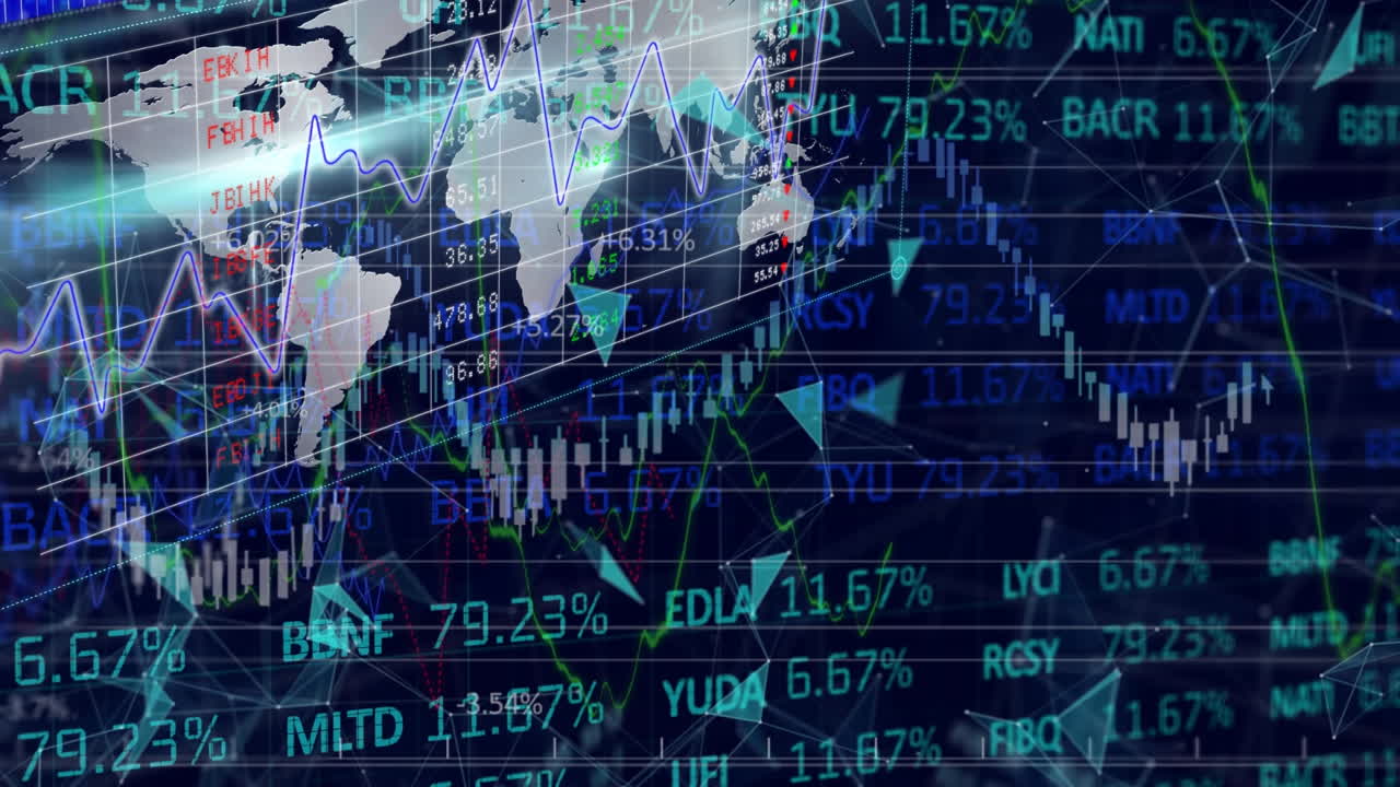 검은색 배경 위의 데이터 처리 애니메이션