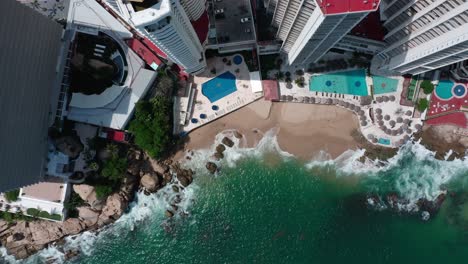 aerial top down view of beautiful beach in mexico city in summer day