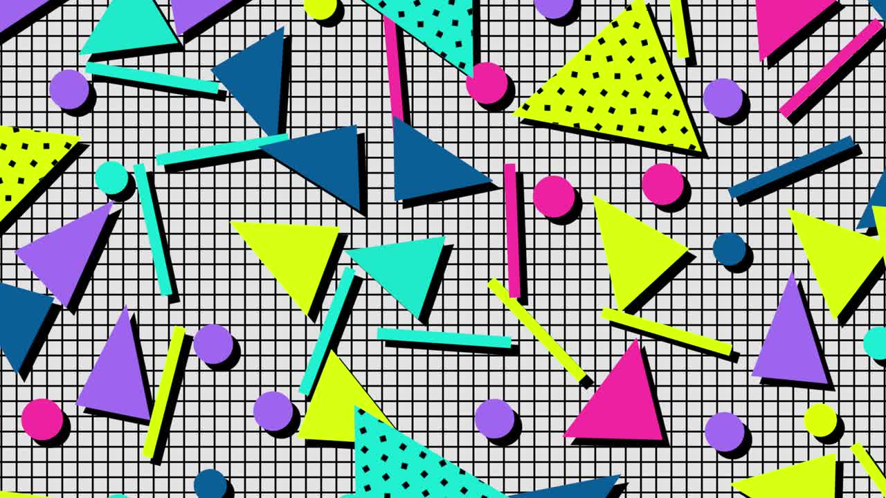 Grandi forme geometriche colorate in stile anni '80