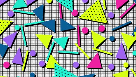 grandes formas geométricas coloridas en el estilo de los años 80