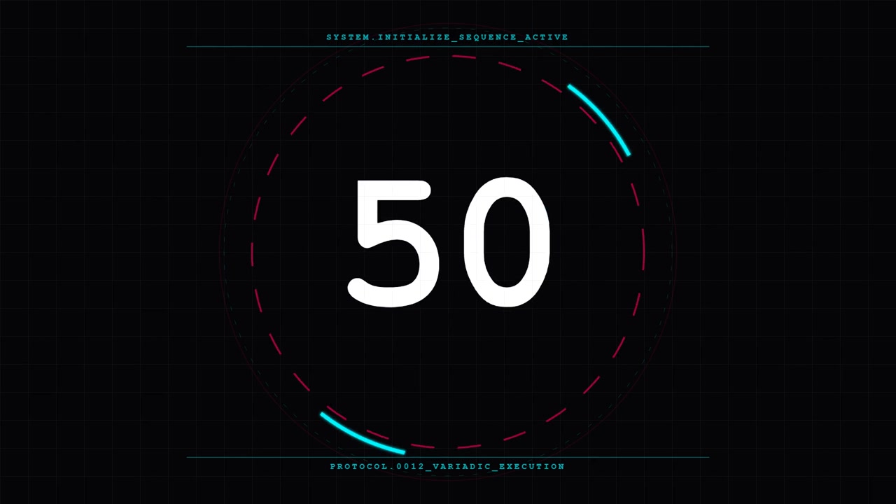 Digital Countdown Timer with Futuristic HUD Interface
