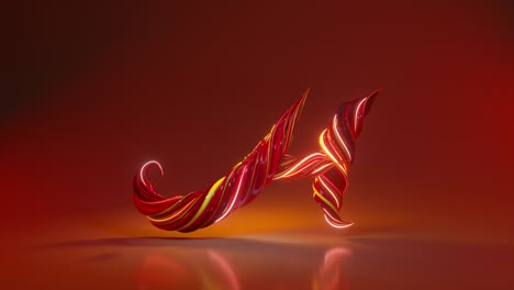 collection living alphabet. unique twisted letters. red yellow color. letter h. 3d animation of seamless loop