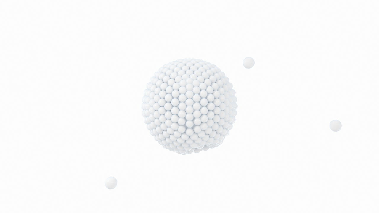 las bolas creativas absorben otras bolas con fondo blanco, renderización 3d.