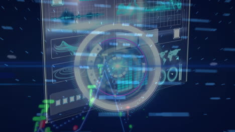 animation of scope scanning over data processing on black background