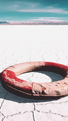 lonely life preserver in the salt flats of bolivia