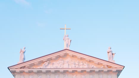 parts of cathedral basilica in vilnius, lithuania, beautiful sculptures of basilica, 4k video