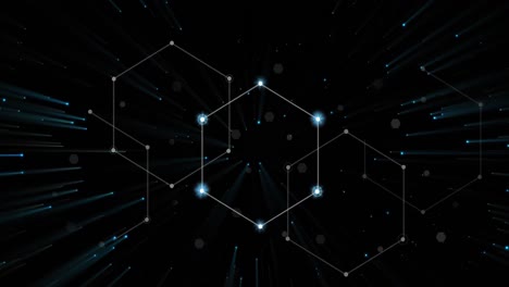 animation of connections and hexagons on black background