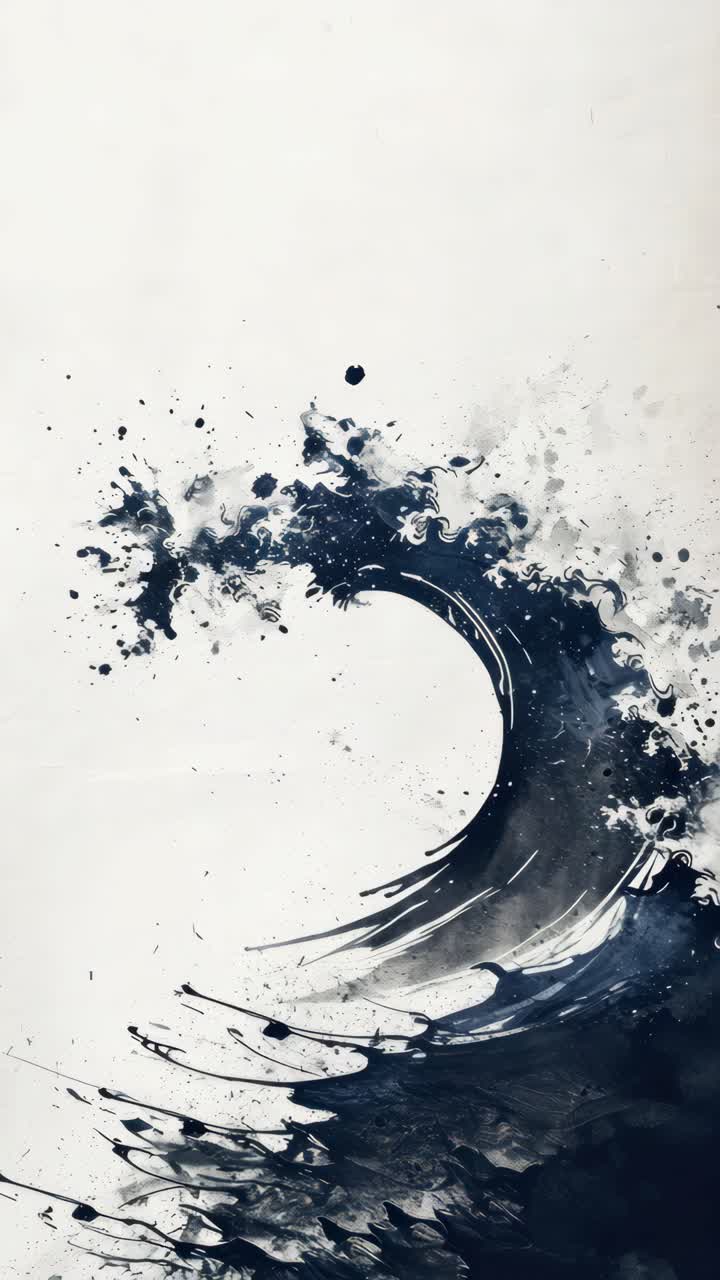 Abstract wave art in monochrome, viewed from a top-down angle