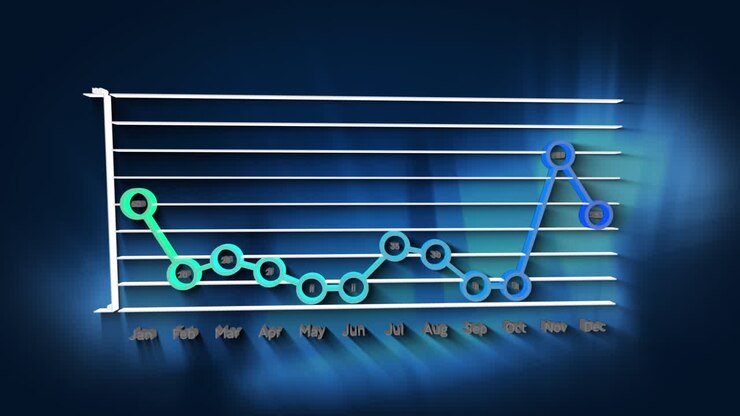 Animation of statistical data processing over abstract square shapes against blue background