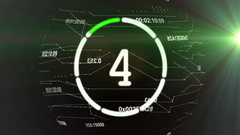 animation of countdown to midnight in circle on black background