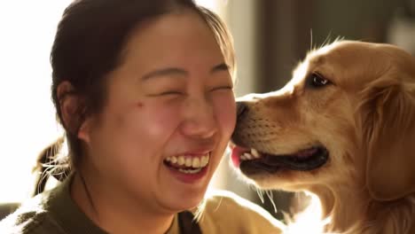 joyful connection: a warm moment between a smiling human and their playful dog captured in two heartwarming frames of laughter and companionship