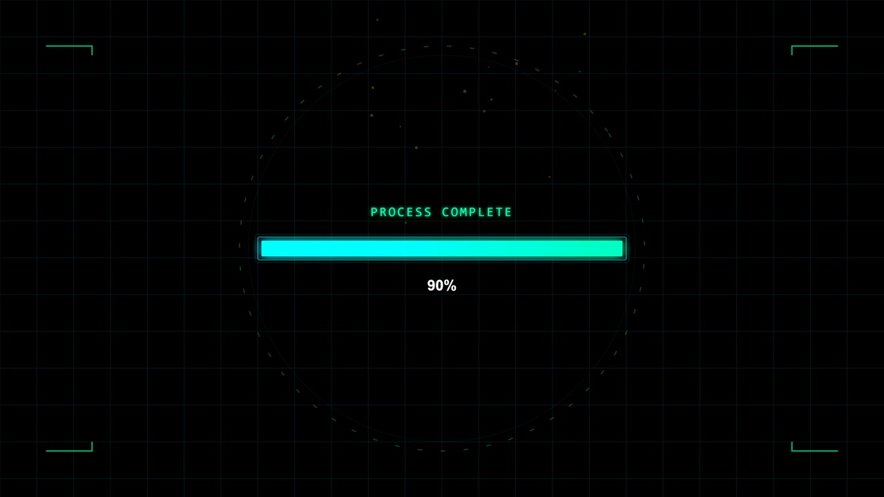 Digital Progress Bar Loading Data on Futuristic HUD Interface