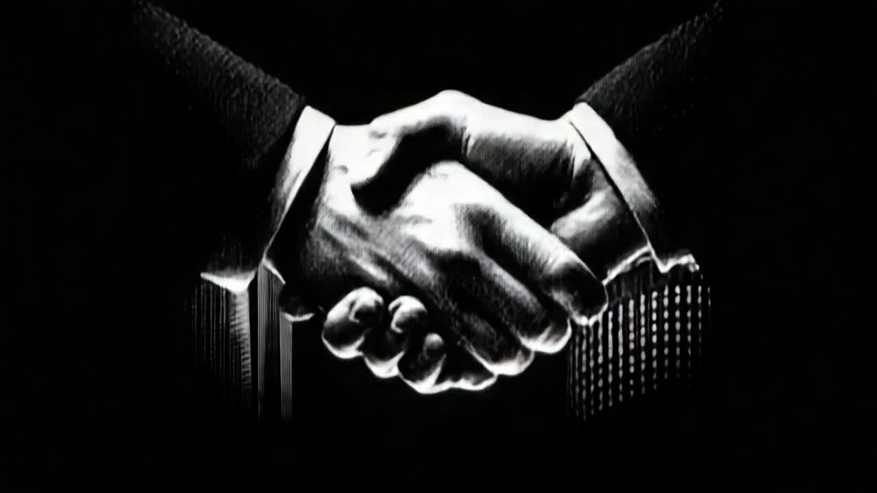 A Powerful Symbol of Unity and Agreement: Two Hands Engaged in a Firm Handshake, Representing Trust, Collaboration, and Commitment in Business and Personal Relationships Under a Dramatic Black Background