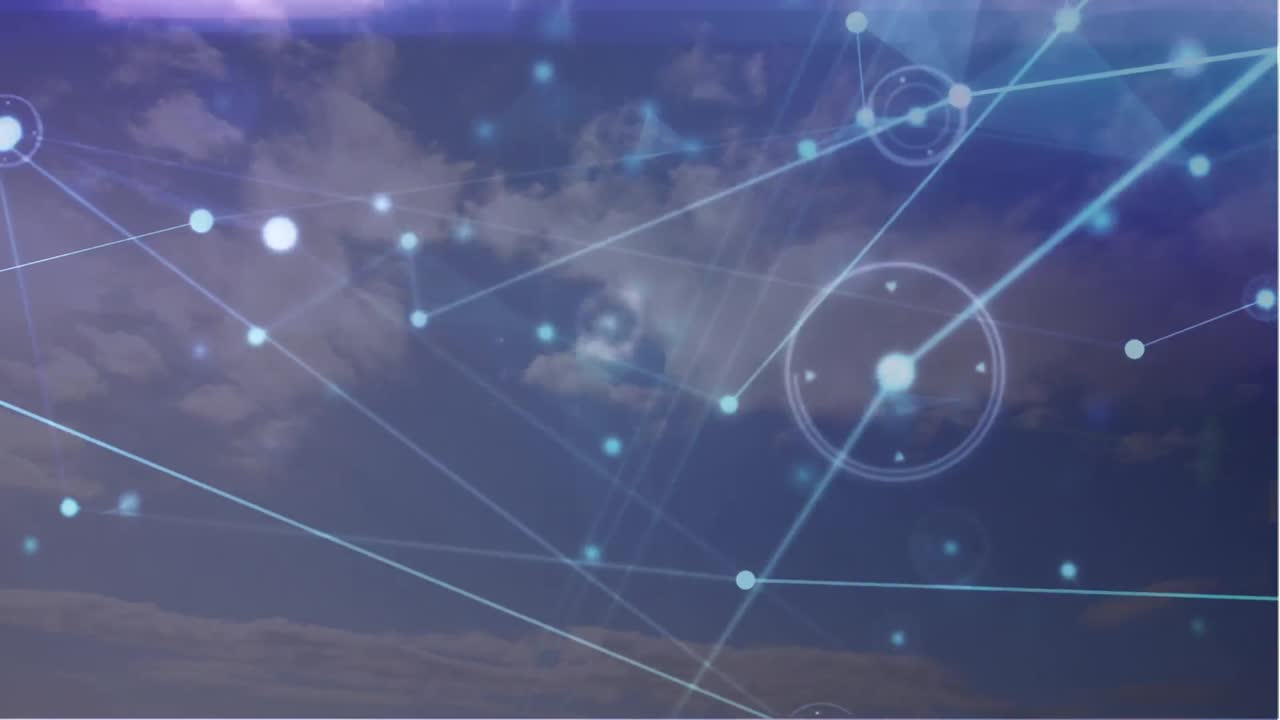 animación de la red de conexiones en el cielo
