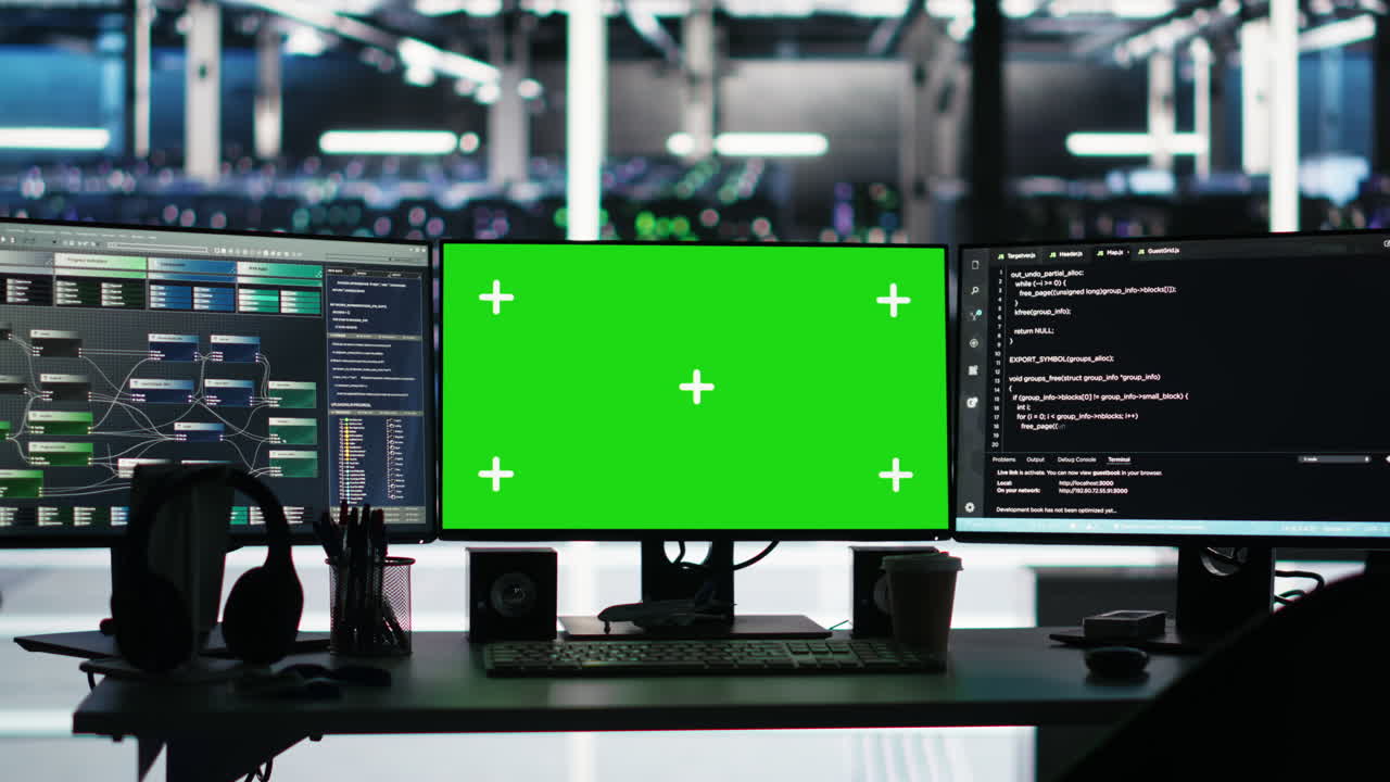 Mockup PCs in data center control hardware energy usage using node tree tech