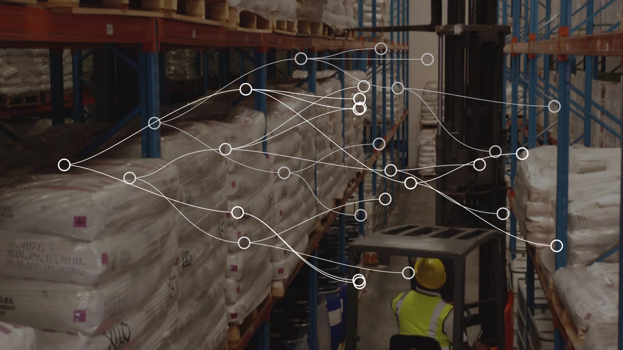 Animation of connections over warehouse