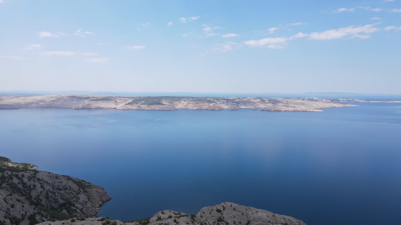 Aerial Footage Of The Desertic Pag Island, Croatia