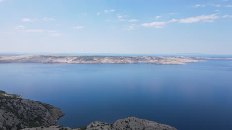 Aerial-Footage-Of-The-Desertic-Pag-Island,-Croatia