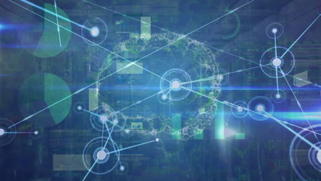 animación del cerebro humano, conexiones, procesamiento de datos a través de servidores informáticos