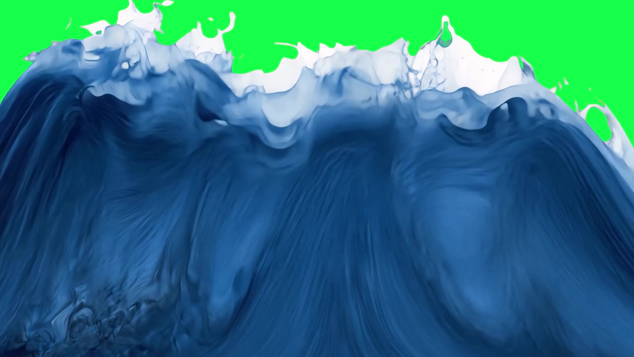 Blue Liquid Wave Rising and Splashing with Greenscreen Background