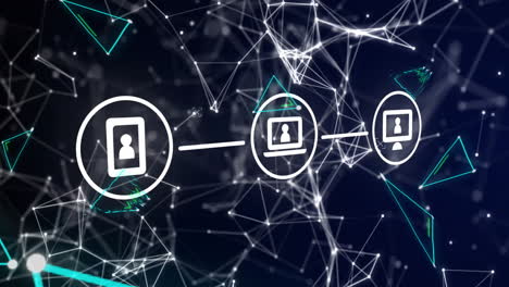 animation of network of connections with digital icons